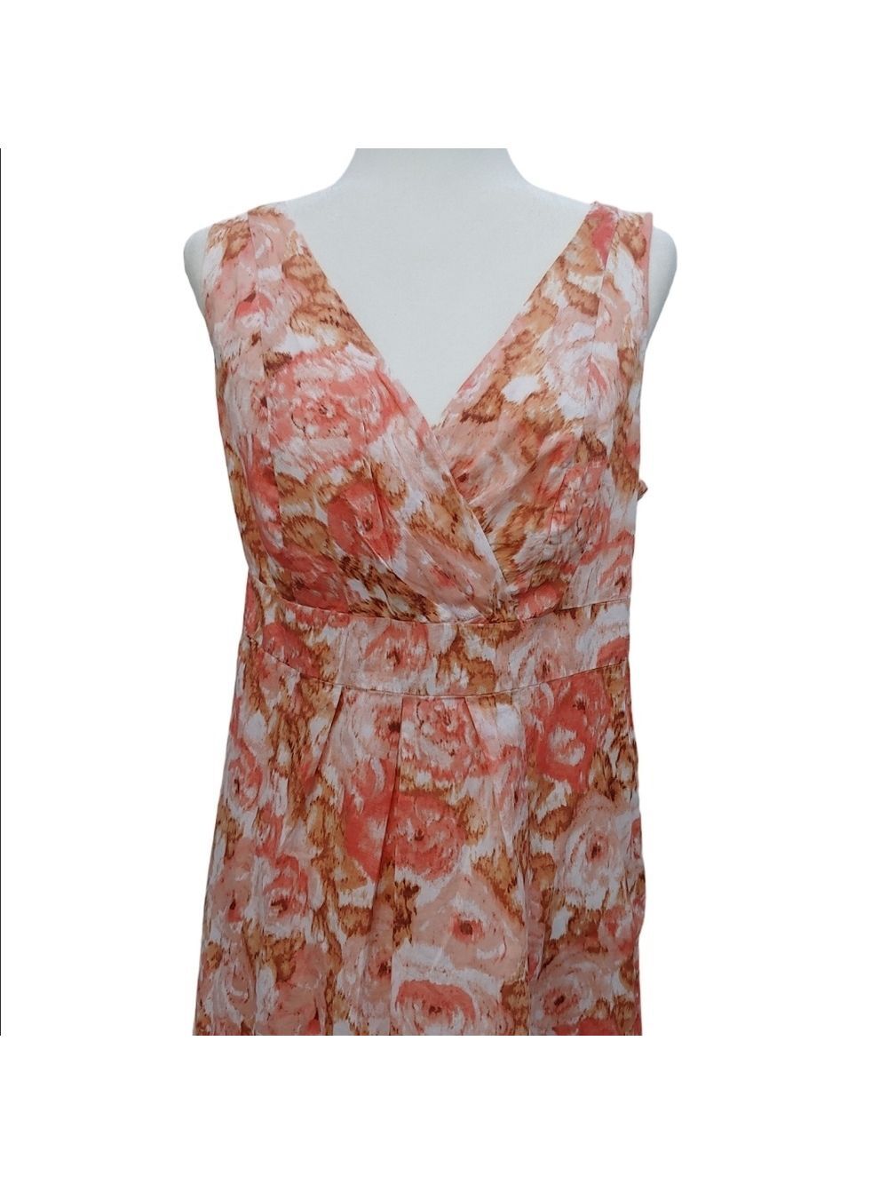 Lands' End New Cotton Floral Dress with Wrap V-Neck in Peach Multi size 14 NWT - Picture 16 of 16